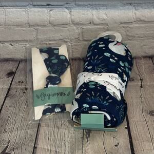 Gigi and Max Swan Pattern Bamboo Swaddle and Baby Bow